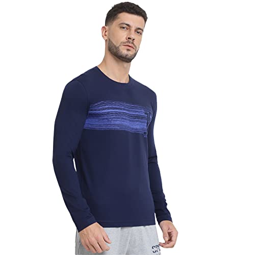 Image of Van Heusen Men Athleisure Regular Fit T-Shirt - Cotton Rich - Crew Neck, Long Sleeve, Printed