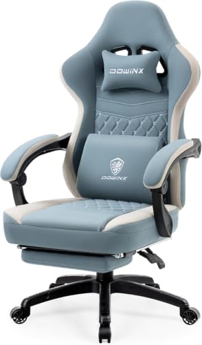 Image of Dowinx High Back Tech Fabric Gaming Chair with Wide Seat, Blue White