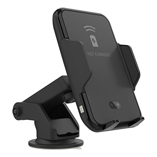 Punkcase Wireless Car Charger [Infrared Series] 10W Fast Charging Car Phone Holder Mount for iPhone, Galaxy and Most Other QI-Enabled Smartphones | 3-1 Design for Dashboard, Windshield and Air Vent