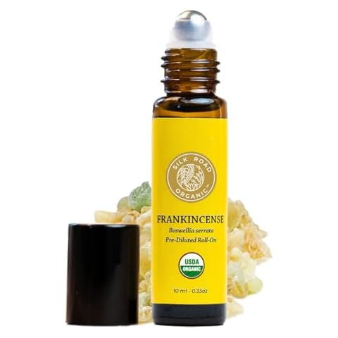 Organic Frankincense Serrata Essential Oil Roll on, 100% Pure USDA Certified Aromatherapy - 10 ml Roller by Silk Road Organic - Always Pure & Organic Cover