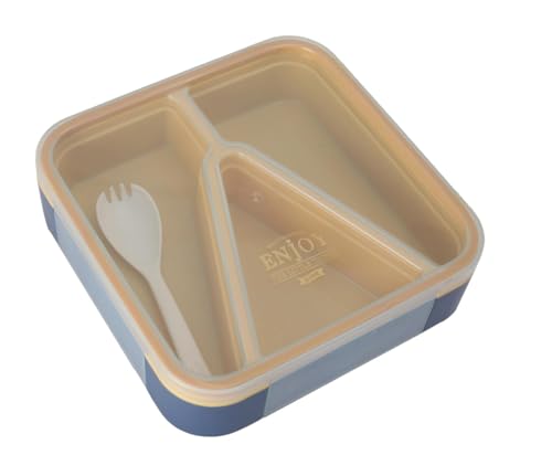 Image of Vibgyor Vibes Modern Designer Square Leak Proof 850 Ml Lunch Box with 1 Fork for School Kids Boys and Girls and Office Men and Women (Ramdom Color)