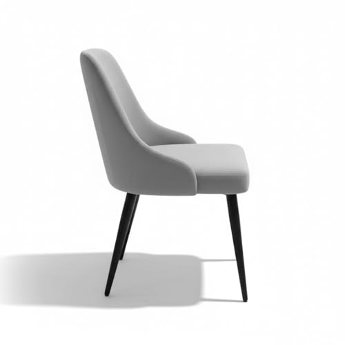 Image of Finch Fox Taskpro Modern Unique Velvet Upholstered Seating Living Room Dining Chair with Black Metal Legs in Light Grey Color (Set of 4)