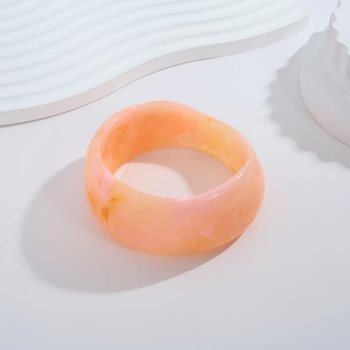WOWORAMA Colorful Resin Acrylic Bangle Bracelets for Women Geometric Chunky Mottled Acetate Resin Bangles Wide Acrylic Plastic Bracelets Statement Jewelry