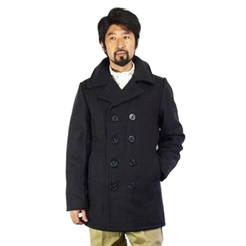 ショット SCHOTT 740 メンズ ウール ダブル ピーコート アメリカ製 MADE IN USA PEA-COAT Pコート メルトンウール 32オンス ネイビー 38のサムネイル
