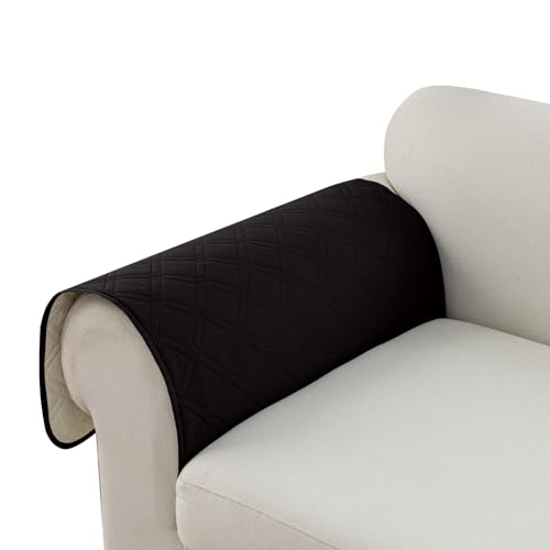 Image of Genina Sofa Armrest Cover, Anti-Slip Armchair Slipcovers for Dogs Cats Pet, Water Resistant Couch Arm Cover for Backrest Recliner Loveseat, L Shaped Sofa, 23.6 x 27.5 Inches(2 Pieces)