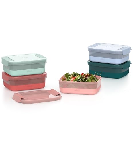 Ello 5 Pack 3.7 Cup Plastic Meal Prep Containers - BPA Free Plastic Food Storage Containers with Silicone Lid and Airtight Lids in