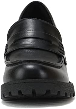 Soda “Kinder” ~ Women Slip On Chunky Mid Heel Lug Sole Penny Loafer Shoe (Black PU, us_Footwear_Size_System, Adult, Women, Numeric, Medium, Numeric_7) | Image 2