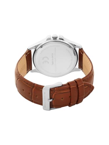 Image of French Connection Sunray Silver Round Dial with Brown Leather Strap Watch for Mens - FCN0121BRL