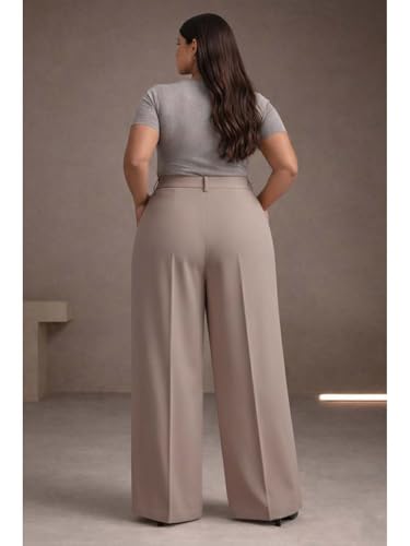 Image of KOTTY Plus Size Women's High Waist Comfortable Straight Fit Formal Pants