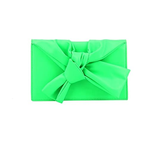 Handbag Republic Evening Clutch Messenger Style With Cute Bow Tie Purse Vegan PU Leather Crossbody Shoulder Bag (L-Neon Green) Cover