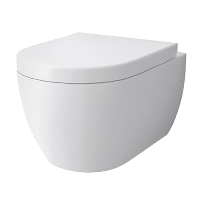 Alpenberger Dusch WC Set | Wand WC Spülrandlos | WC Sitz mit Absenkautomatik | Moderne Toilette mit Bidet Funktion für Intimdusche | Taharet WC | Hänge WC Passend Geberit (Diamond 7101 U)