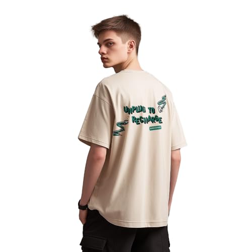 Image of Nobero Men's Oversized Graphic T-Shirt for Men | Soft Cotton | Drop Shoulder Relaxed Fit | Printed Casual Tshirt for Men