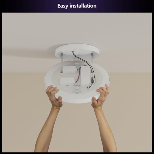 Image of Philips Hue Datura Smart Ceiling Panel (Small Round 2.49in x 15.12in) White & Color Light, Bluetooth Compatible, Voice Control with Alexa, Apple Home & Google Assistant