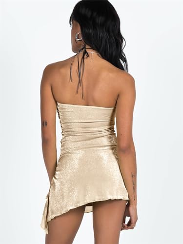Image of Women's Sparkly Strapless Dress: Summer Glitter Sexy Short Tube Top Dress - Bodycon Mini Party Outfits 2401