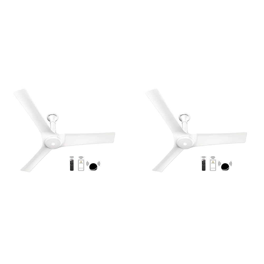 atomberg Aris 1200mm BLDC Ceiling Fan with IoT and Remote Control | Smart Fan with Noiseless Operation | BEE 5 Star Rated Ceiling Fan | 2+1 Year Warranty (Marble White) (Pack of 2)