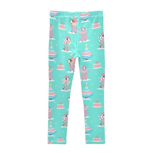 Girls Basic Leggings Baby Girls Pants Christmas Penguin Soft Footless Stretchy Tights Pants 4-10Y2