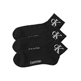【3足セット】 カルバンクライン 抗菌防臭 足底パイル クッション性＋耐久性 ビッグロゴ ショート丈 ソックス カジュアル レディース メンズ 92572506 02.ブラック3足 25-27cm