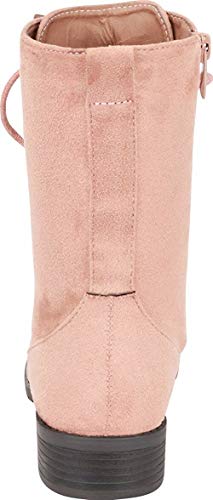 Image of Forever Link Womens Round Toe Military Lace Up Knit Ankle Cuff Low Heel Combat Boots