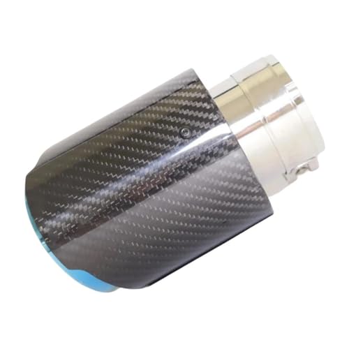 Silencieux buse embout pot d'échappement voiture en carbone bleu brillant 60mm 114mm - 5