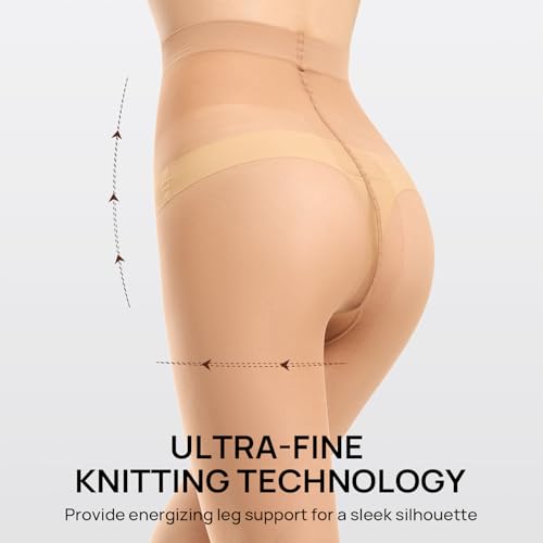 MANZI 2 Pairs Sheer Tights for Women T-Crotch Ultra Thin 20D Reinforced Pantyhose High Waist Stockings3