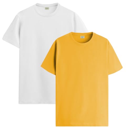 Image of ADRO Men's Cotton Regular Fit Combo Plain Solid T-Shirt Pack of 2