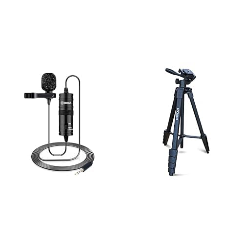 Boya BY-M1 Yaka Mikrofonu ve KOBB KBL16T 160CM Su Terazili Profesyonel Alüminyum Lazer Tripod