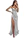 Tvuyet Corset Silver Evening Gowns for Women Formal Mermaid Long Homecoming Dress with Slit 2025 Prom Dress Silver 12