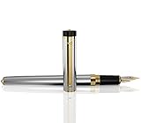Dryden Designs Fountain Pen Medium Nib | 12 Black and 12 Blue ink cartridges with Ink Refill Converter| Smooth Flow, Consistent writing | Left-and Right-Handed | Metallic Silver - Image 4