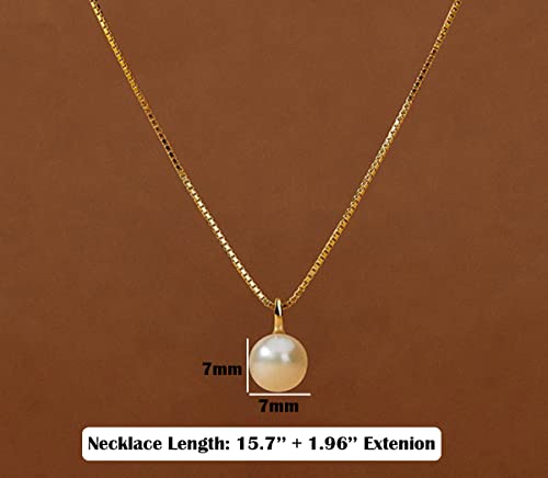 Single Pearl Necklace Freshwater Pearl Pendant 925 Sterling Silver with 14K Gold Necklaces Gift for Women4