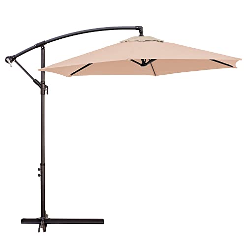 LOLAhome Parasol excéntrico de Ø270 cm, Beige ocuro, mástil...