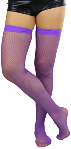 Image of ToBeInStyle Women's Fine Classic Fishnet Thigh High Stretch Nylon Novelty Stockings