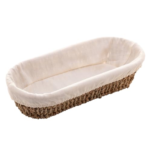 Cesta Oval de Sisal com Forro em Tecido 28cm x 12cm x 6,5cm - Wolff