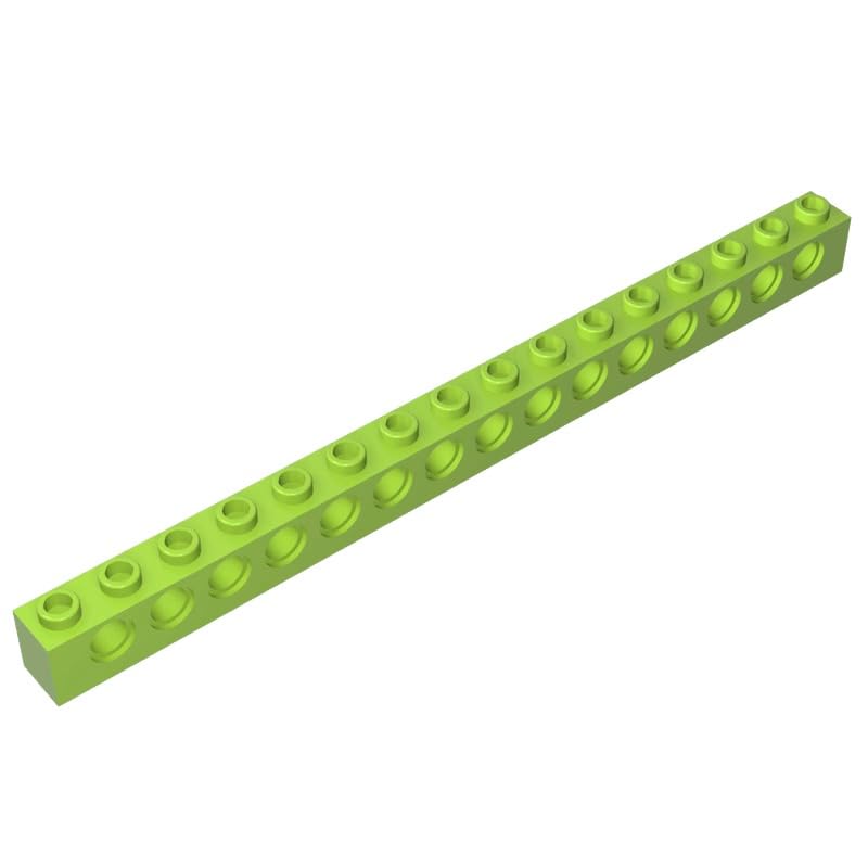 Gobricks 3703 Technology Brick Technic Brick 1x16 [15 Holes] 10 Pieces GDS-630 Compatible with Lego Building Blocks Color:Lime — image 1