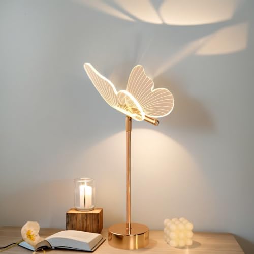 Xqgman BUTTERFLY SHAPE CRYSTAL LED TABLE LAMP 3 Color, Led Flower Table Lamp Elegant Decorative Butterfly Lamp For Bedroom Café Restaurant, Table Desktop Ornament Ambient Lamp cover