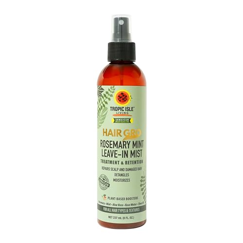 Hair Gro Romero Mint Leave-In Mist 8oz/ 8.0 fl oz - Desenreda e hidrata, repara el cuero cabelludo y el cabello dañado con fórmula infundida de menta de romero