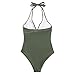 SUUKSESS Women Sexy Tummy Control One Piece Swimsuits Halter Push Up Monokini Bathing Suits (Army Green, L)