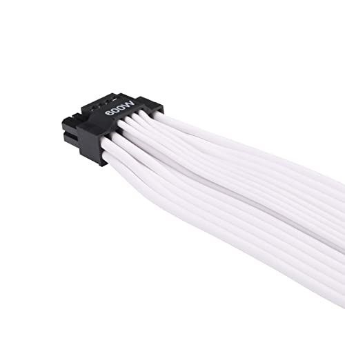 Pcie 5.0 Cable, 16Awg Atx 3.0 12Vhpwr Pcie Cable, 600W Male To Male 16 (12+4) Pin Pcie5 Cable For Rtx 4090Ti, 4080Ti, 3090Ti, Compatible For Msi, Gigabyte, Gamemax, Thermaltake Power Supply, White #TOP4