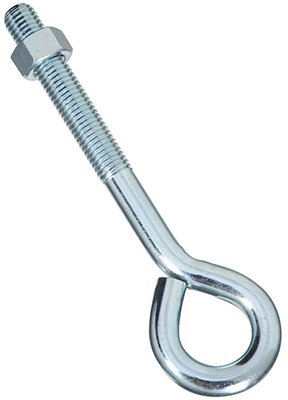 5/8" x 8" Zinc Plated Steel Eye Bolt with Hex Nut - Pack of (10)