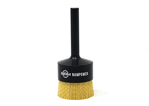 Image of BRM AEB200100180 NAMPOWER End Brush, 2 inch Diameter, 5.250 inch OAL, 180 Grit, Ceramic Abrasive Filament