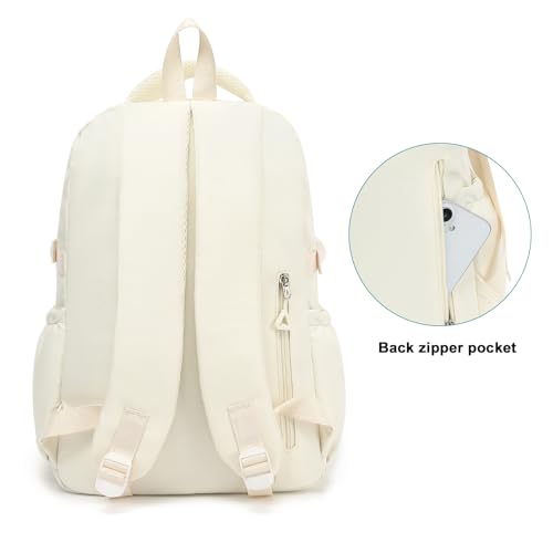 Image of Kids High Middle School Backpack for Girls 5-12 Kawaii Travel Aesthetic Bookbag,Beige