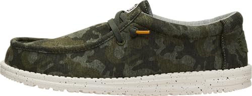 HEYDUDE Mens Wally Stretch Jersey Camo Slip On Shoe Deep Depths/Multi Size 12 | Lightweight Casual Loafers | Easy On Travel Shoes for Men