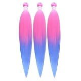 Gozill Braiding Hair Pre Stretched Ombre Pink Blue Hypoallergenic Braiding Hair Ez Braid Colored Braiding Hair Extensions Knotless Synthetic Itch Free