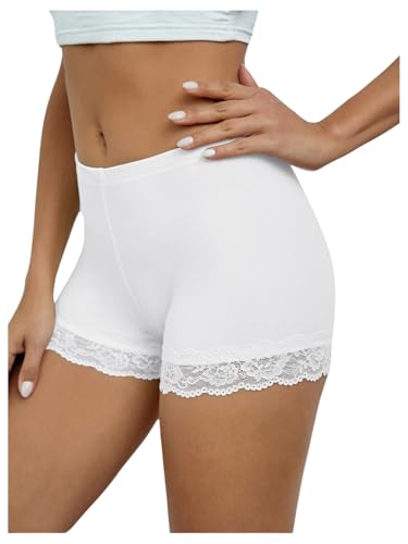 Image of MakeMeChic Women's Underwear Lace Trim Biker Shorts Under Dresses