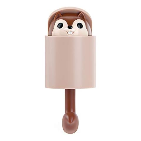 Adhesive Hook, Squirrel Shape Hook for Living Room, Bedroom, Bathroom, Kitchen, Cute Cartoon Creative Home Decoration Wall Hook (Brown) Cover