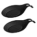 Hemoton 2pcs cuillère en Silicone Repose ustensile de Cuisine Support résistance à la Chaleur cuillère Rack cuillère Pad pour Restaurant à la Maison (Noir)