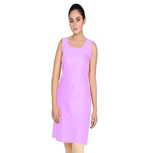 Image of Women's Cotton Long Camisole for Kurti /Suit Slip /Long Inner /Samij for Women Sameej /Knee Length Inner Wear /Sameez /Kurti Slip /Round Neck /Invisible