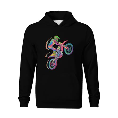 Kids Vintage Motorcross Rider Motorbike Boys Girls Lightweight Kangaroo Pocket Fleece Hoodies2