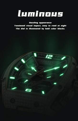 Image of OLEVS GELATU Men Watch Automatic Tonneau Watch Skeleton Mechanical 50M Waterproof Sapphire Crystal Square Face Multi Calendar Function