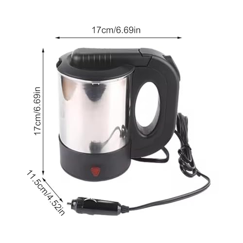 500ml Auto Wasserkocher Edelstahl, 12V Reisewasserkocher Zigarettenanzünder Wasserkocher, Auto Camping Reise Wasserkocher Schnelles Aufheizen Auto Kettle