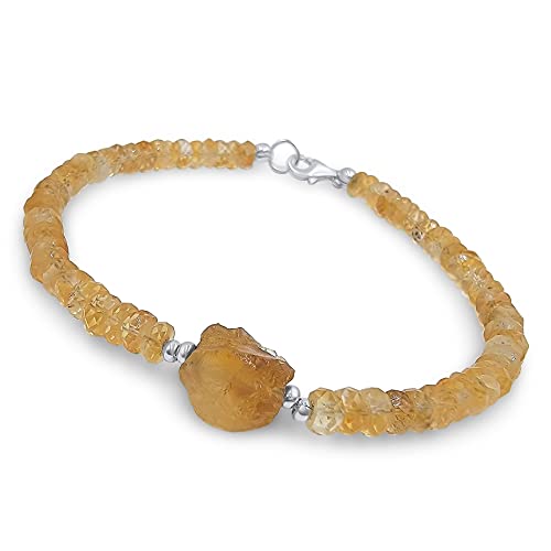 Raw citrine strand bracelet with...